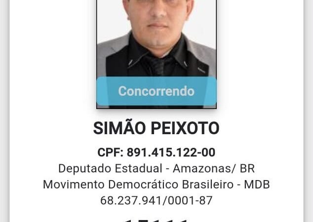 É OFICIAL: Justiça Eleitoral defere candidatura de Simão Peixoto a deputado estadual