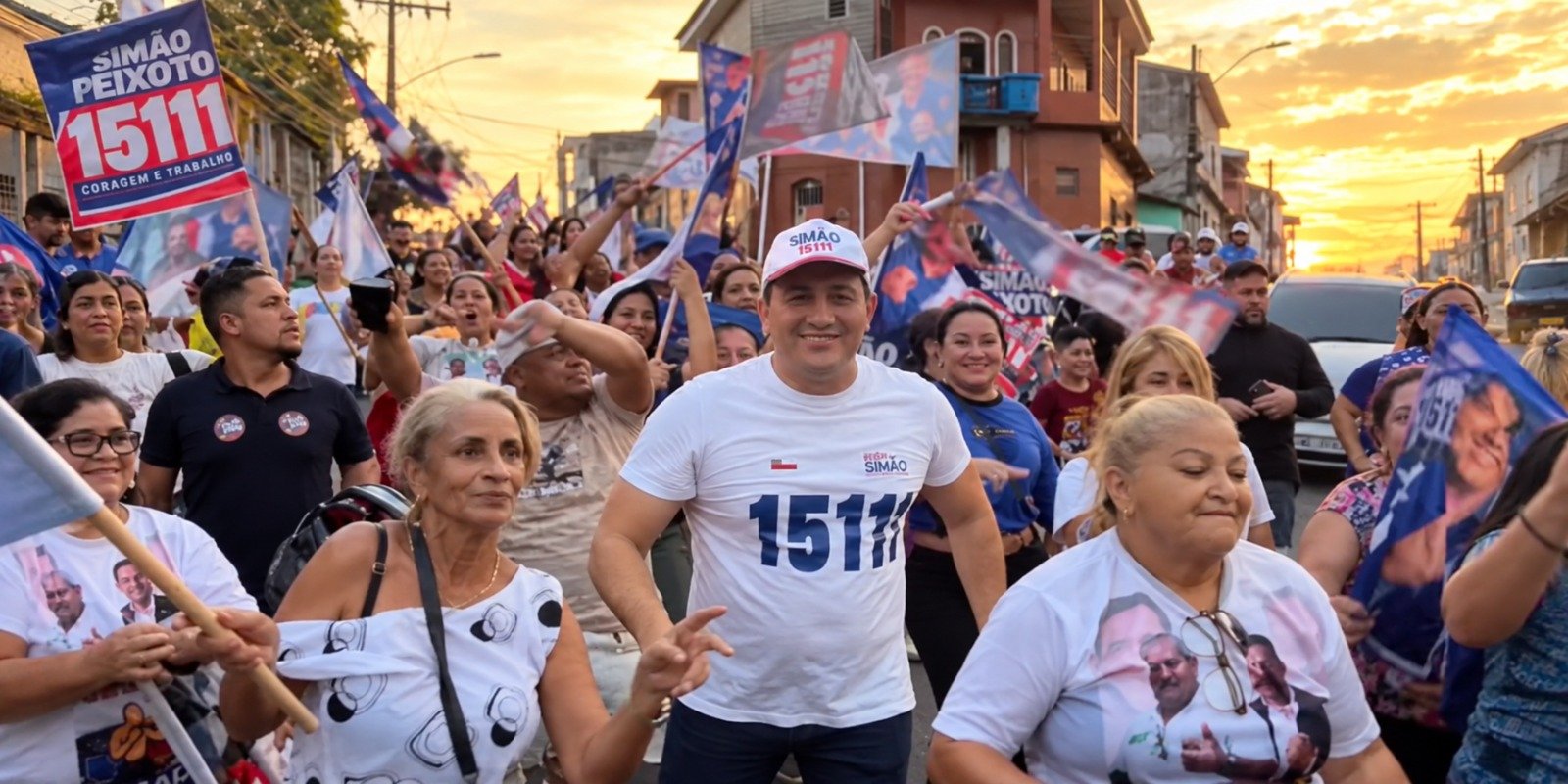 Em clima de festa, Simão Peixoto fecha campanha em Manaus e reúne multidão em grande caminhada no Jorge Teixeira